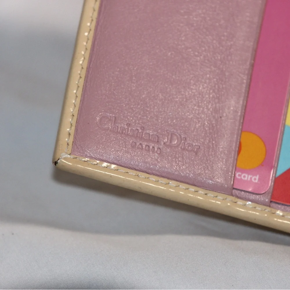 Vintage Dior Baby Pink Trotter Trifold Wallet - pink/white with crystal #1 RARE!